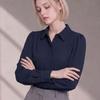 Melting Brown Women Semi Loose Fit Long Sleeve Shirt Puff Blouse Interview Wrink