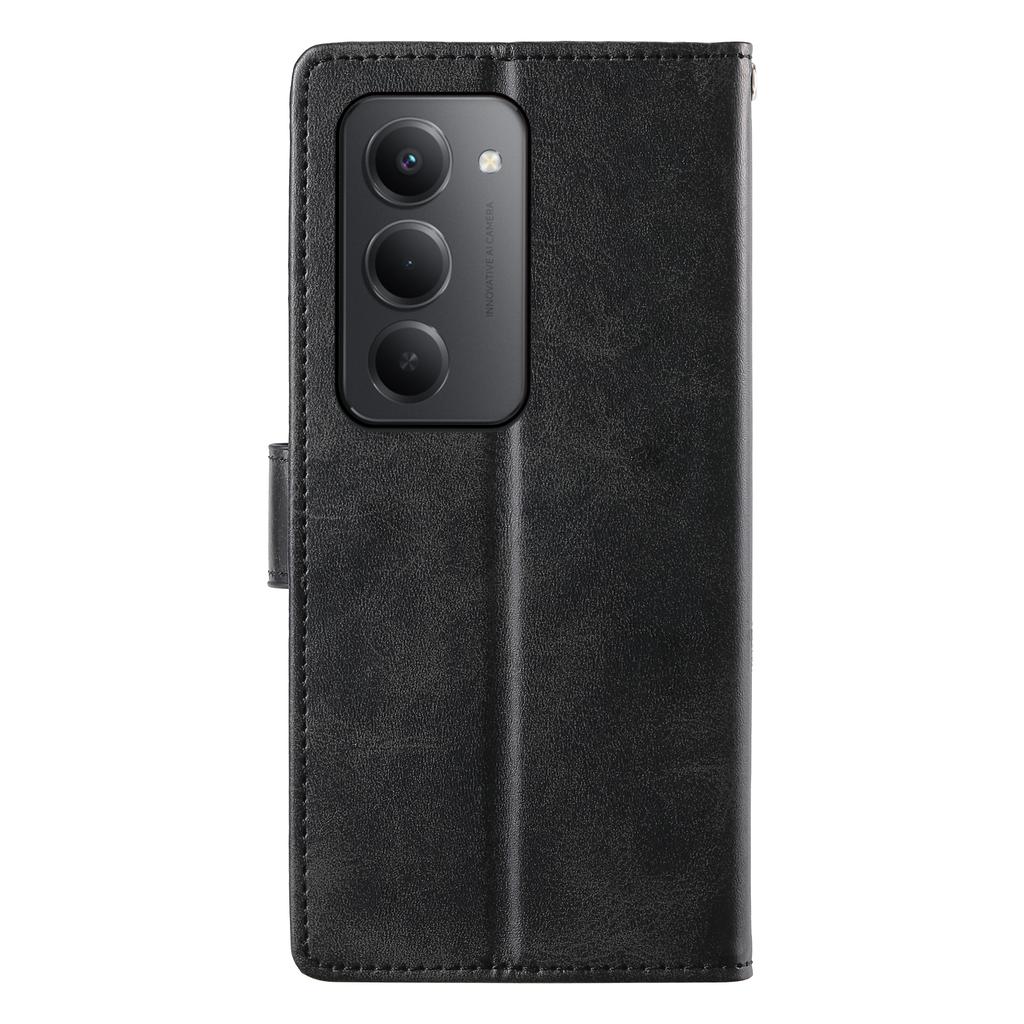 Для Xiaomi Redmi 15 5G (Глобальный) (169 мм) Чехол-кошелек с подставкой, текстура теленка, ПУ-кожа, чехол-книжка для телефона с ремешком на запястье