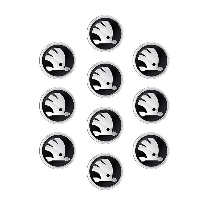 FMO3 11mm/14mm Aluminum Car Key Shell Sticker Badge Decals For Skoda Octavia Superb Febia Roomster Rapid Roomster Kodiaq Accessories
