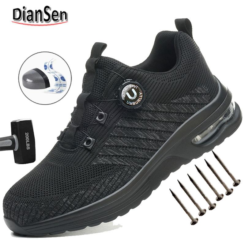 Men'S Sports Safety Shoes Steel Toe Work Boots Anti-Smash Anti-Puncture Comfortable Breathable Work Boots For Work As Hiking