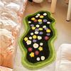 Soft Faux Cashmere, Irregular Moss Flower Carpet for Bedroom And Living Room, Fresh Style Bedroom Decorative Rug, Fluffy Soft Long Plush Cushion