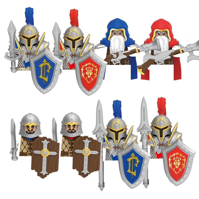 Средневековый Солдат Рыцарь Фигурка MOC Строительный Блок Зеленый Дракон Замок Пехота Орки Пират Римская Кавалерия Оружие Игрушки Подарки D122