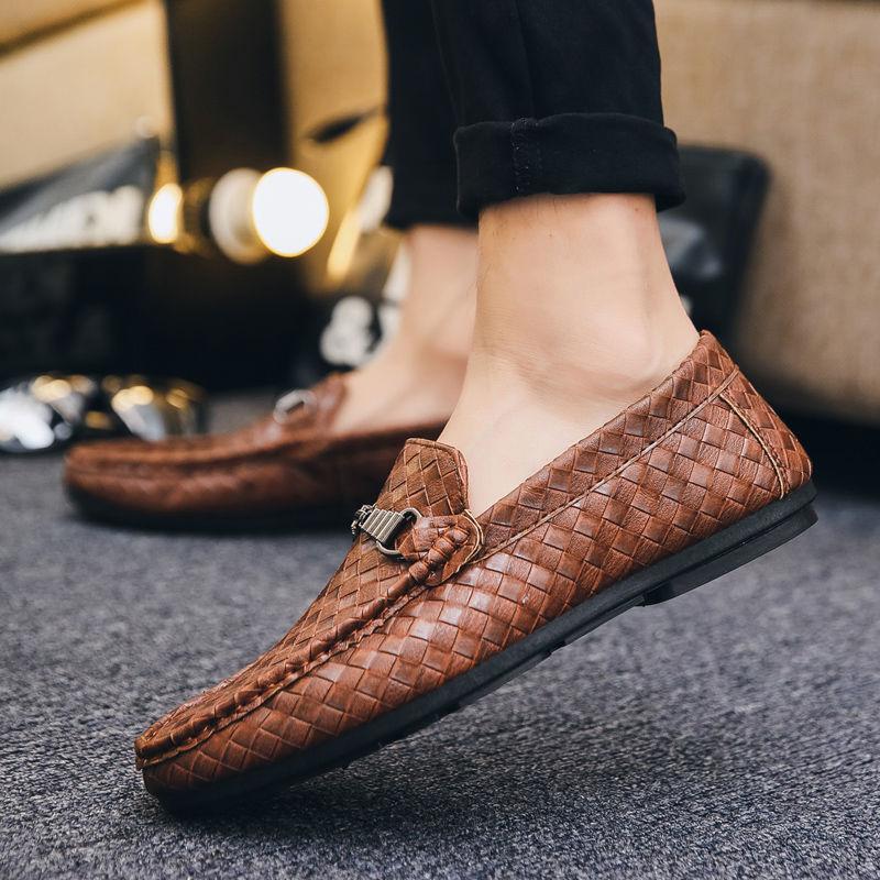 Модные мужские мокасины весна-осень-лето новые кожаные мужские кроссовки без застежек мягкие дышащие мужские туфли на плоской подошве