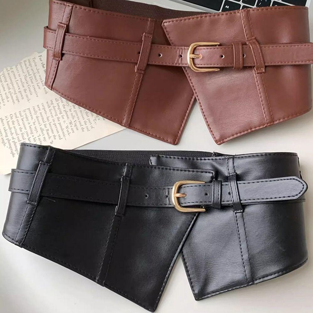 Wide Cummerbunds PU Leather Waistband Strap Fashion Waist Cover For Skirts Dress Top Sweater Coat