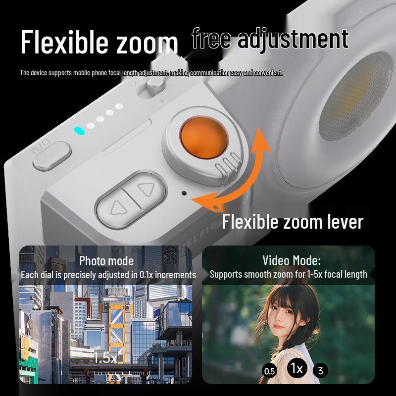 Портативный Bluetooth-стабилизатор для камеры с ручкой, встроенной подсветкой, магнитным креплением и возможностью зарядки для мобильной фотографии.