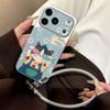 Милый Чехол для Телефона с Кошкой для iPhone 17 Pro 15 16 Pro 13 14 Pro Max 12 11 17 Pro Max Мягкий Силиконовый Кожаный Чехол с Ремешком на Запястье