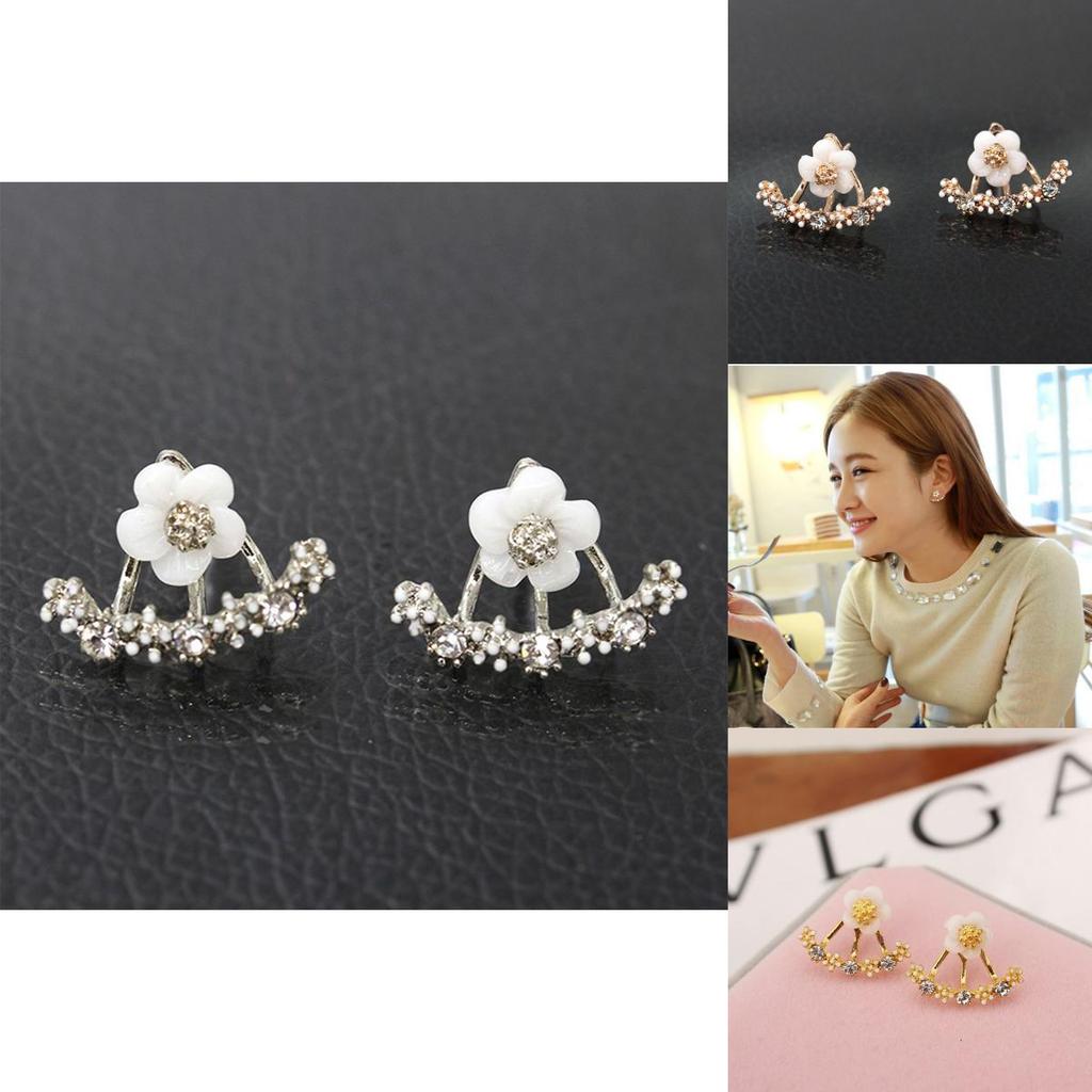 Daisy Alloy Earrings With Embedded Rhinestones For Women And Men