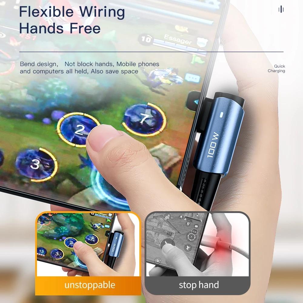 Essager 100 Вт 60 Вт кабель USB Type C к USB C угол 90 градусов для iPad MacBook Pro Xiaomi Samsung Huawei быстрая зарядка Type-C провод даты