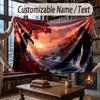 Mountain Landscape Theme Throw Blanket Custom Name Text Personalized Blanket Soft Cozy Blanket for Home Sofa Bed