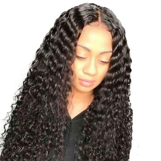 Африканские женские длинные курчавые вьющиеся парики, естественный вид, парики из высокотемпературного шелкового волоса, долговечный модный пушистый черный парик с центральным пробором, головные уборы