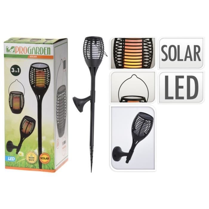ProGarden Lampe solaire de jardin à LED 3 en 1 Noir 442206