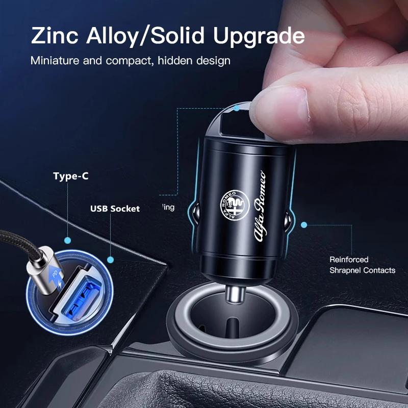 Hub Caps Car Interior Charger 3 In 1 Charging Cable Auto Accessories For Alfa Romeo Giulietta Mito 159 Giulia Stelvio 156 147 ToOZ2