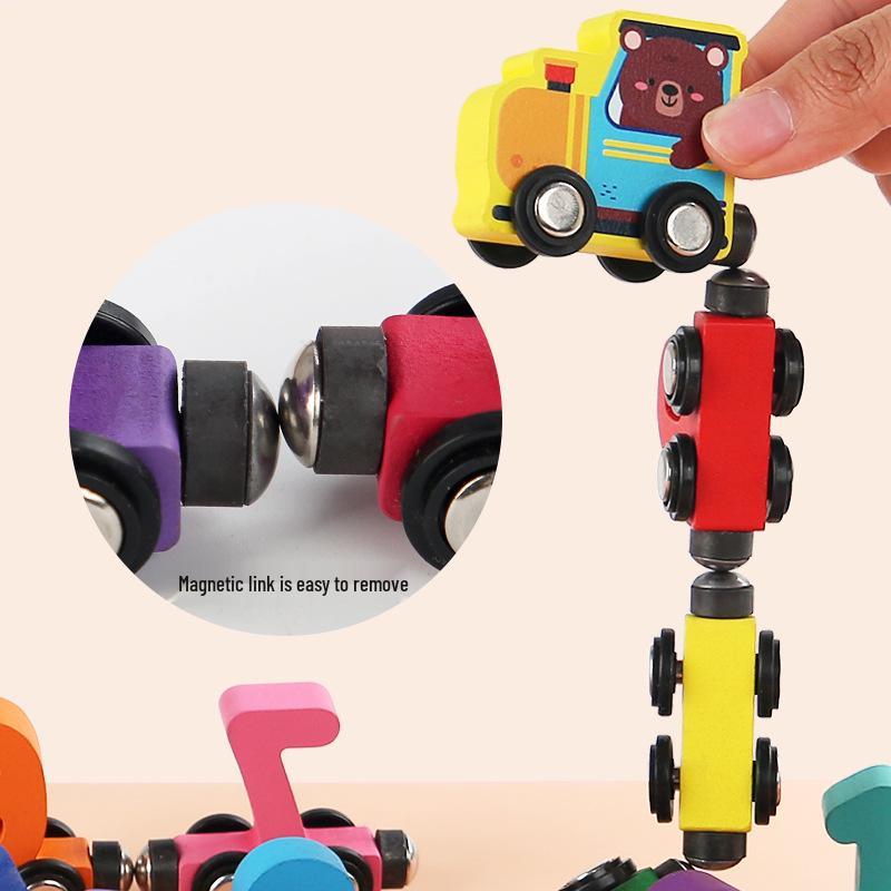 Children's Magnetic Wooden Number Train Toy – Colorful Baby Learning Set