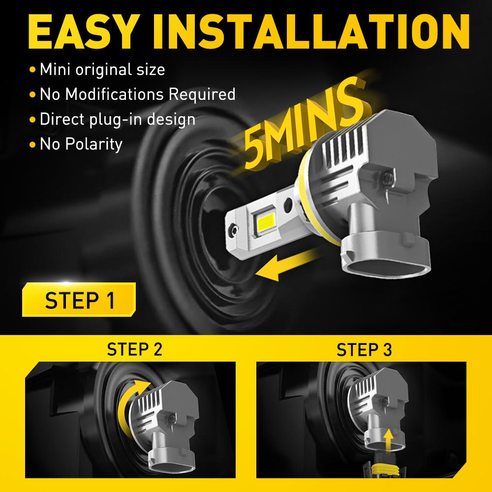 AUXITO 2X H10 H8 H9 H11 Светодиодная Canbus Без ошибок Противотуманная фара 9005 hb3 9006 hb4 H16JP Светодиодная фара Противотуманная лампа 12V Желтая Фара