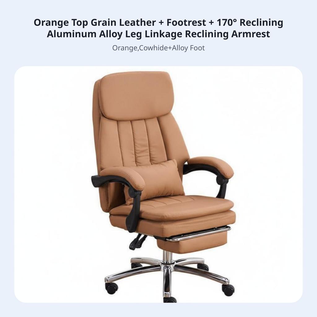 Reclining Desk Chair with Footrest Highspine Support Office Furniture Ergonomic Design Easy to Clean for Remote Workers, resting