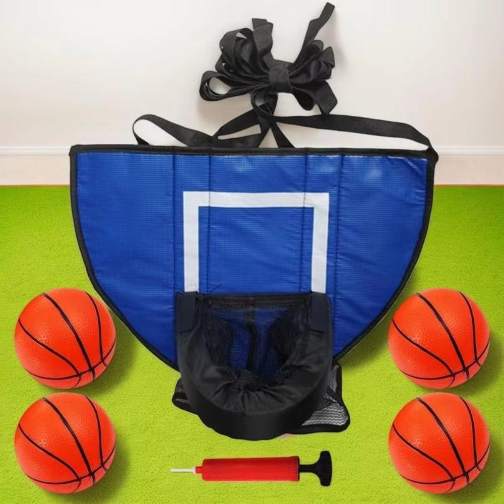 Foldable Trampoline Basketball Hoop Kit Multipurpose Portable Basketball Hoop Toys for Kids Adults
