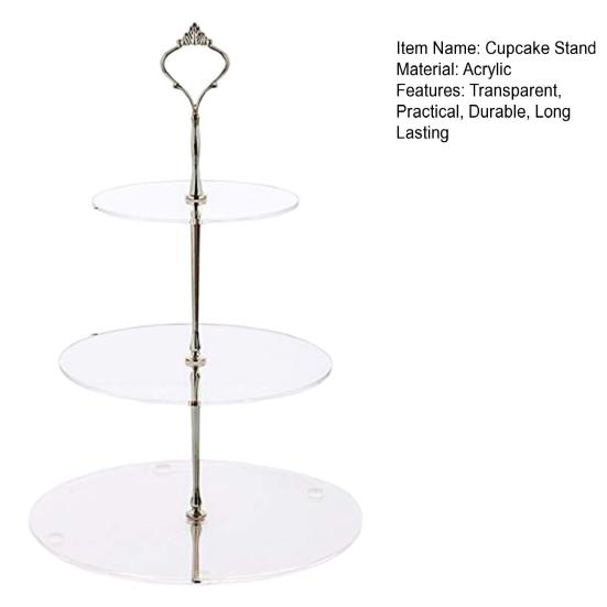 Акриловая подставка для торта, 3-х уровневая, круглая, простая в сборке, прозрачная, многоуровневая, сервировочная подставка, праздничные принадлежности