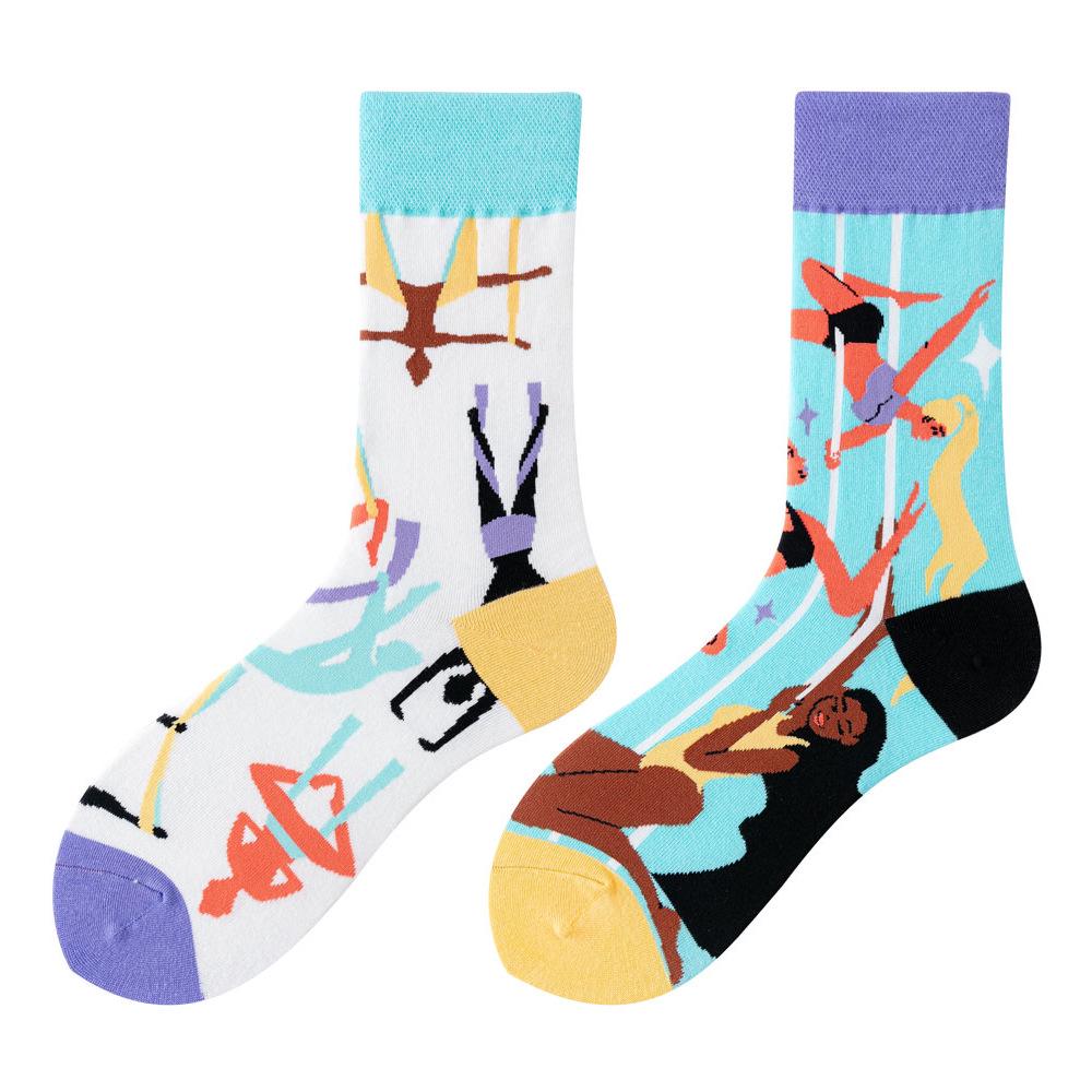 Asymmetric Colorful Christmas Cotton Socks for Couples