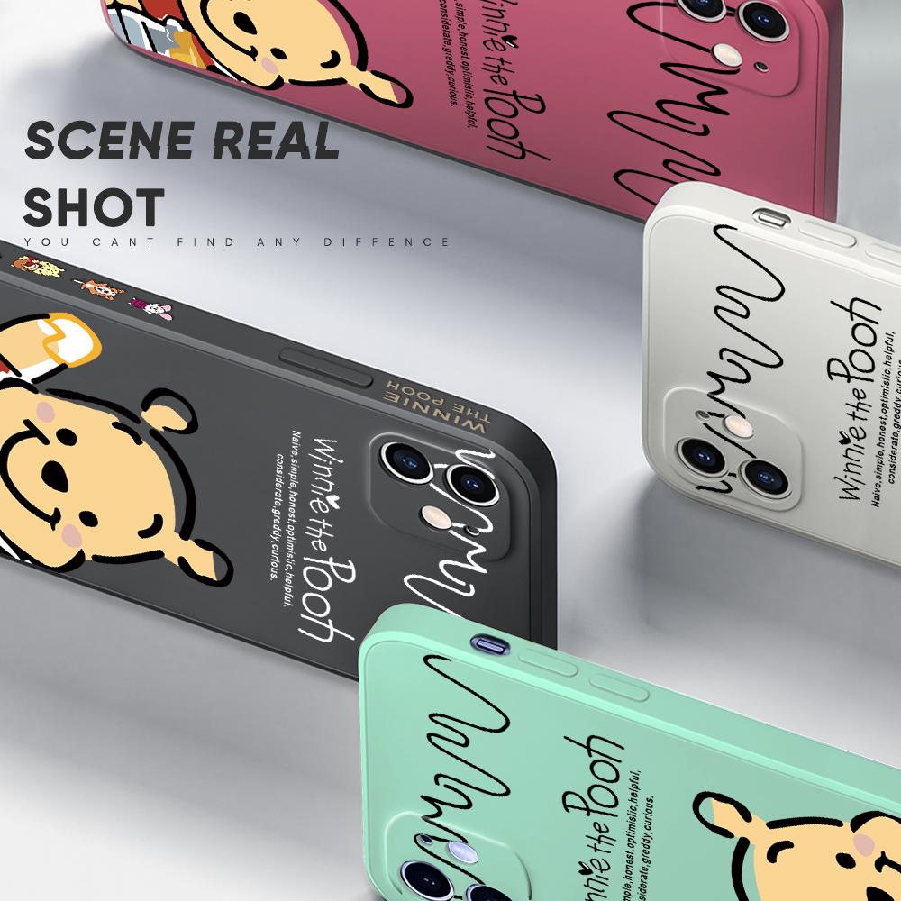 Мультяшный Дисней Винни Пух Медведь с квадратным краем и узором, жидкий силиконовый противоударный чехол для телефона для iPhone OnePlus