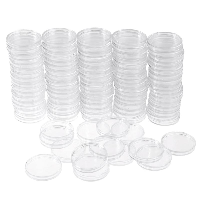 100Pcs 27Mm Coin Holder Capsule Storage Case Display Box Round Display Cases
