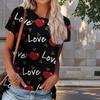 Women Summer T Shirt Love Print Retro Fashion Short Sleeve Tees Casual Printed Tops