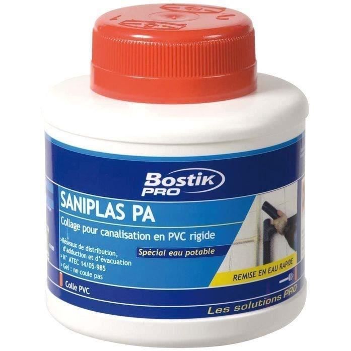 Colle PVC Rigide Non Plastifié - BOSTIK - SANIPLAS PA - 250 ml - Certifiée CSTB - Application Facile