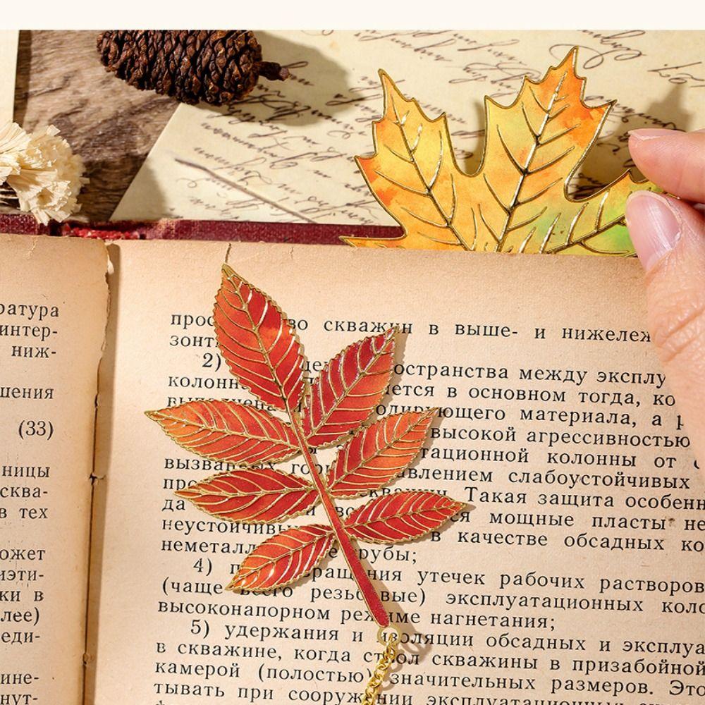 Цепочка-подвеска Листья Бронзирование Закладка Разноцветная Разделитель страниц Подарок студенту