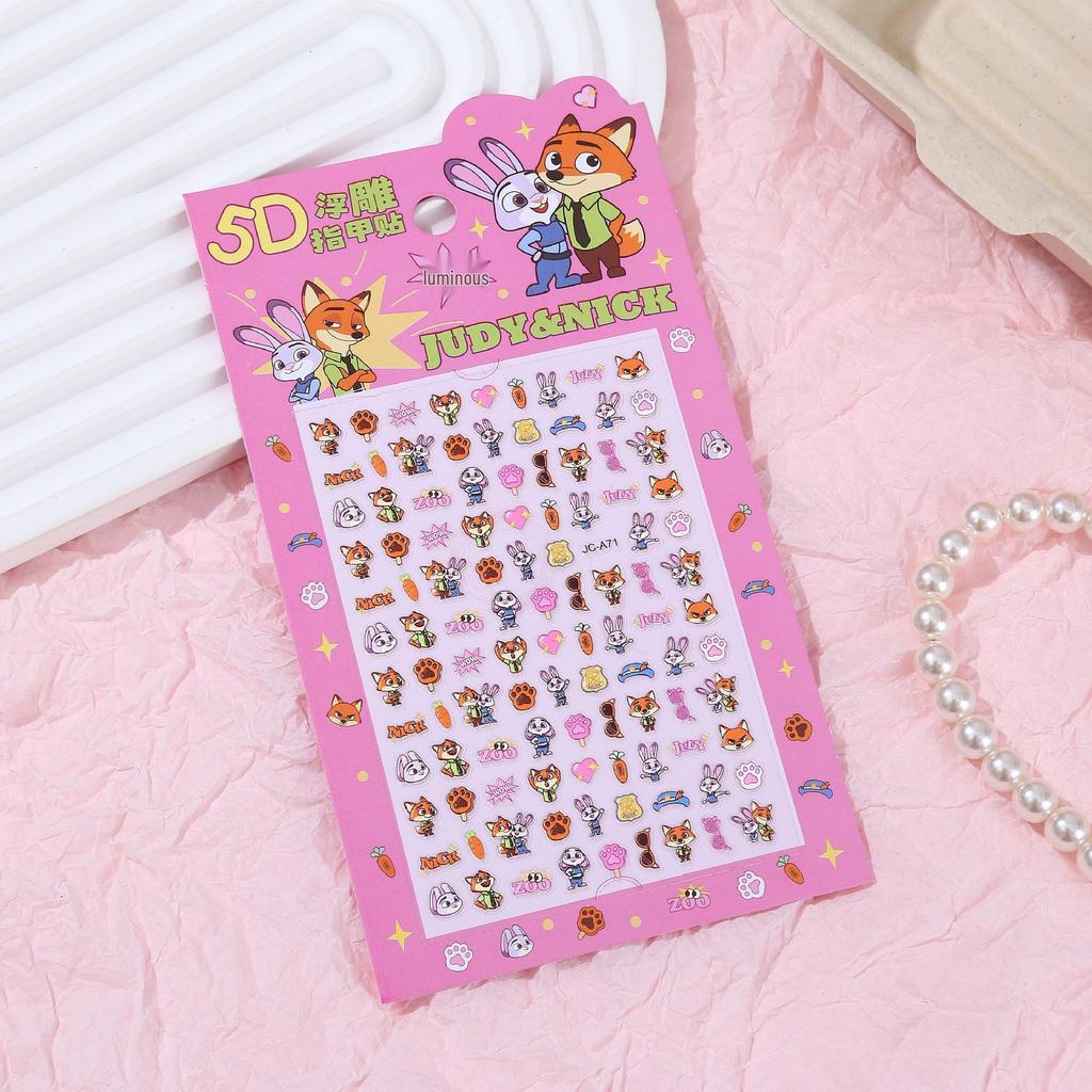 5D рельефные наклейки для ногтей «Зверополис» для девочек – DIY мультяшное украшение для нейл-арта