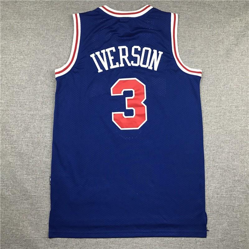 Philadelphia 76ers 3 Allen Iverson Authentic Stitched Mesh Basketball Jersey Men Women Adult Wear