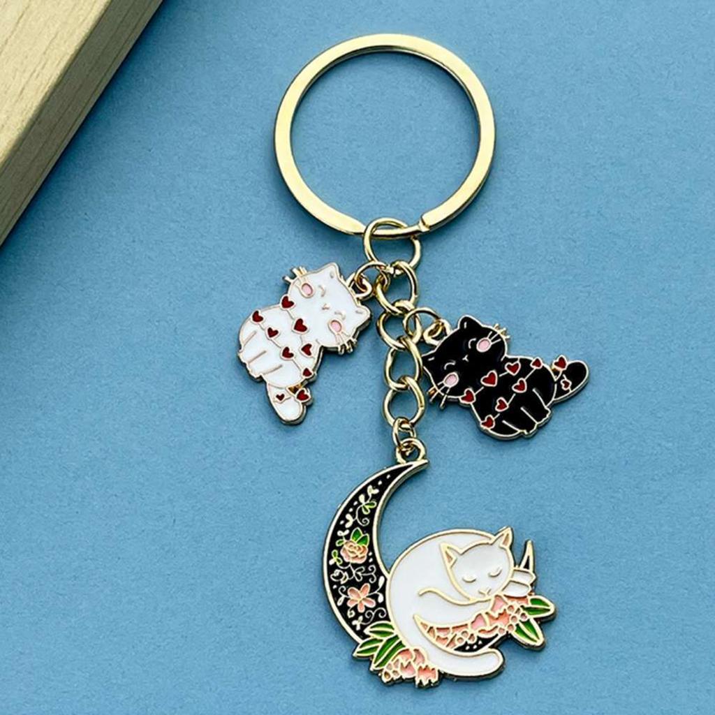 Cute Cats Pet Charm Keychain Chic Cats Figure Bag Hanging Decoration Charm Multipurpose Key Chain Adornment