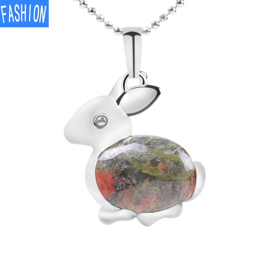 Ожерелье с подвеской из натурального камня серии Lovely Animal из натурального хрусталя и кролика