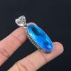 Blue Topaz Gemstone Pendant Solid 925 Sterling Silver Pendant Jewelry Gift For Unisex LG-041