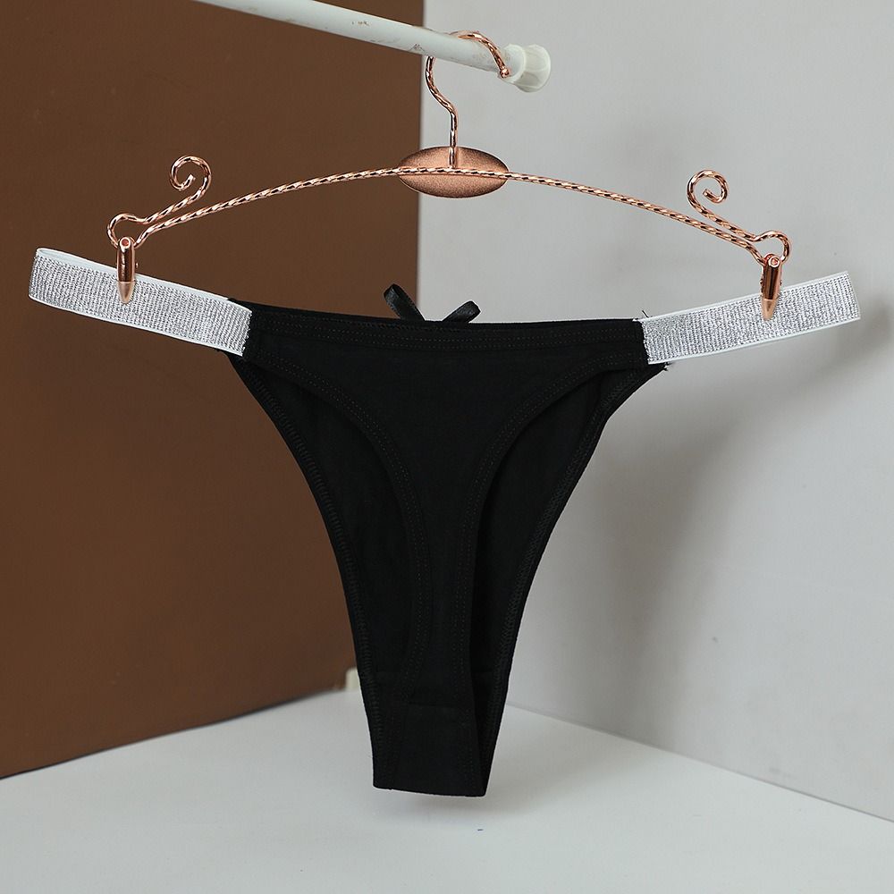 Silver Thin Belt Bowknot Panties Bow Cotton Thong Sweet Women's Briefs Lingerie