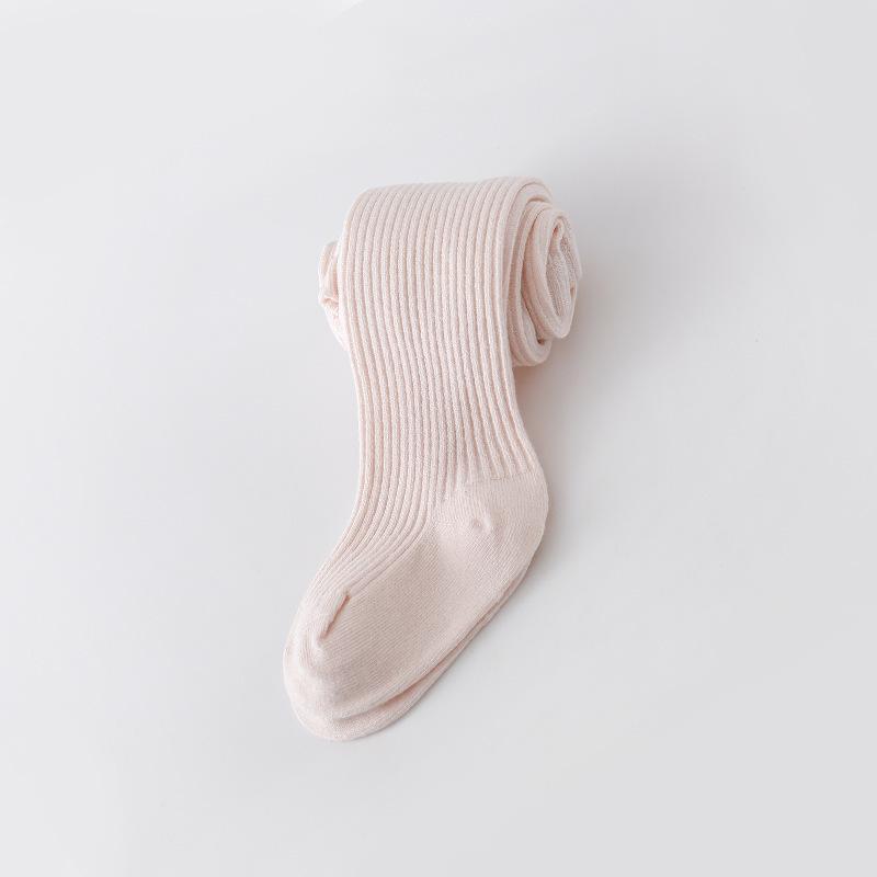 Spring Autumn Children's Warm Tights Solid Color Vertical Stripe Girl Pantyhose Fashion Non Dropping Crotch Kids Dance Panties