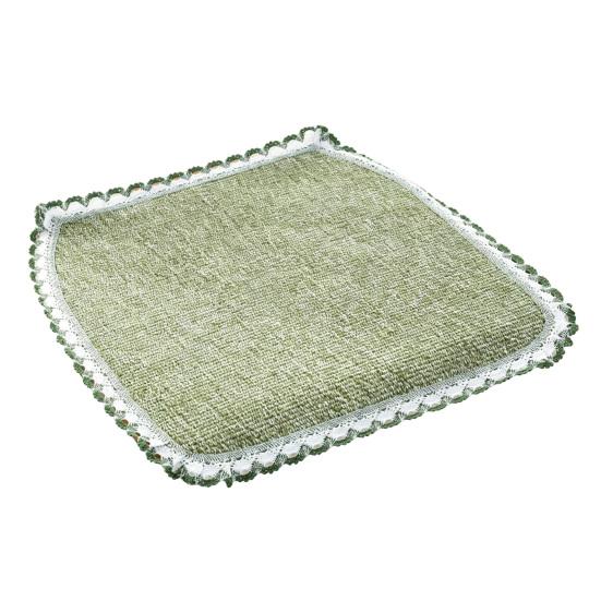 Decorative Seat Mat for Rattan Chairs Cotton Linen Chair Pad with Ties, Striped Plaid Comfortable Pads Patio Lace Trim, Breathable Dining Office Soft