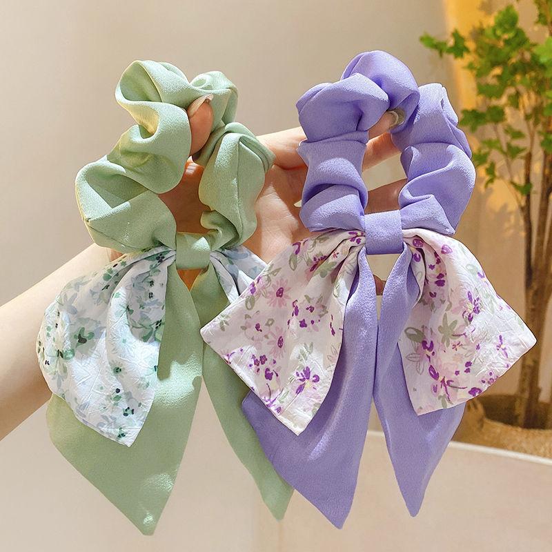 Broken Flower Bowknot Large Intestine Hair Ring Female Tie Hair Headstring Hair Band Small Scarf Ribbon Headwear