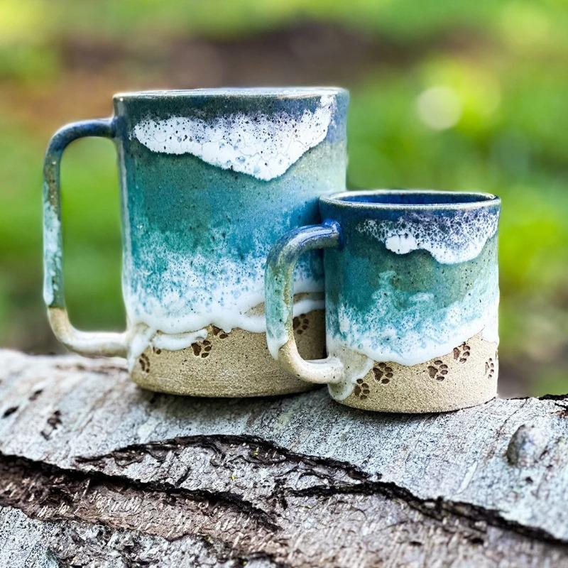 1pc 11/15oz Creative Ocean Shoreline Mug Coastline Couple Cup Coffee Cup Mug Souvenir Gifts