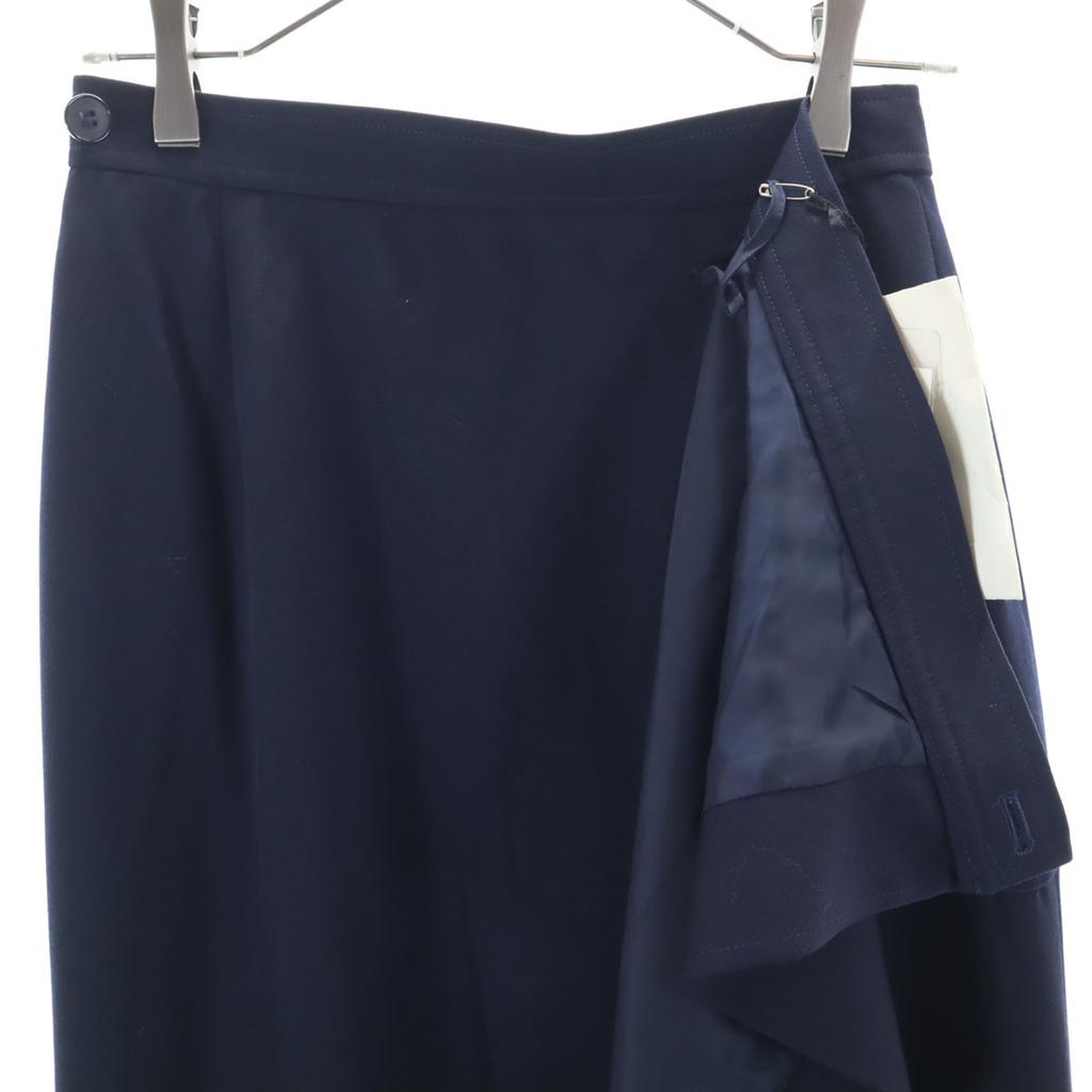 Yves Saint Laurent 90s Old Long Length Wrap Skirt L Navy Women Used