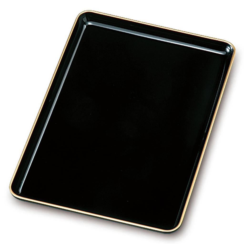 Nakanishi Kogei PC Stamp Tray, Black with Gold Rim (Urea Resin), 30cm, for Business Cards, Offerings, Memorial Services, Funerals, and Ceremonial