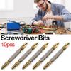 10 шт. Прочные, высокой твердости, профессиональные биты для отвертки с титановым покрытием, ручные инструменты, сильные магнитные