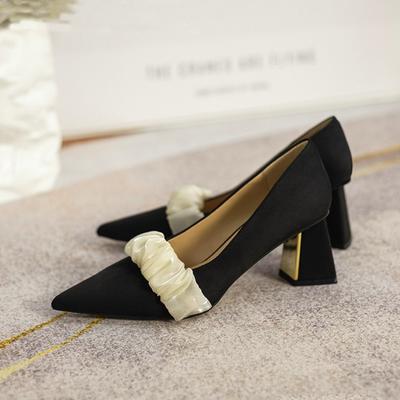 Мода 2025 Лето Роскошные Женские Туфли на Толстом Каблуке 6см Туфли Принцессы Натуральная Кожа Вечеринка Свадебные Туфли Большой Размер:34-39