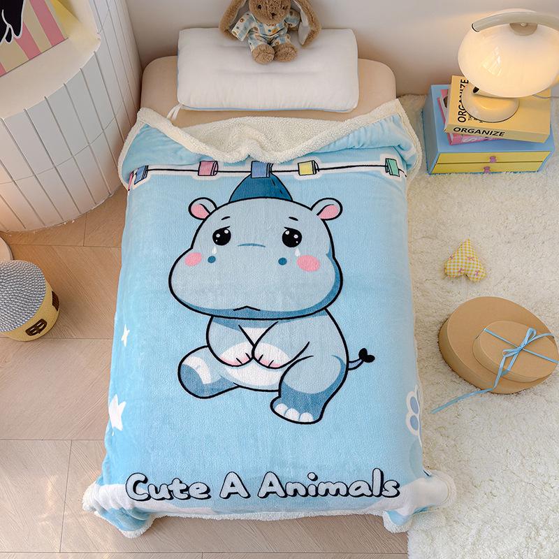 Двухслойное детское мультяшное фланелевое одеяло - Золотисто-соболиный флисовый плед с шерстью ягненка