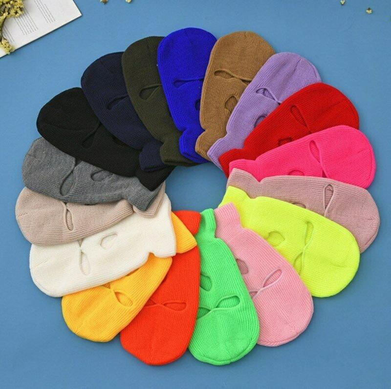 Балаклава мотоциклетная шея зимняя лыжная анфас 3 отверстия маска шапка с капюшоном шапка-бини