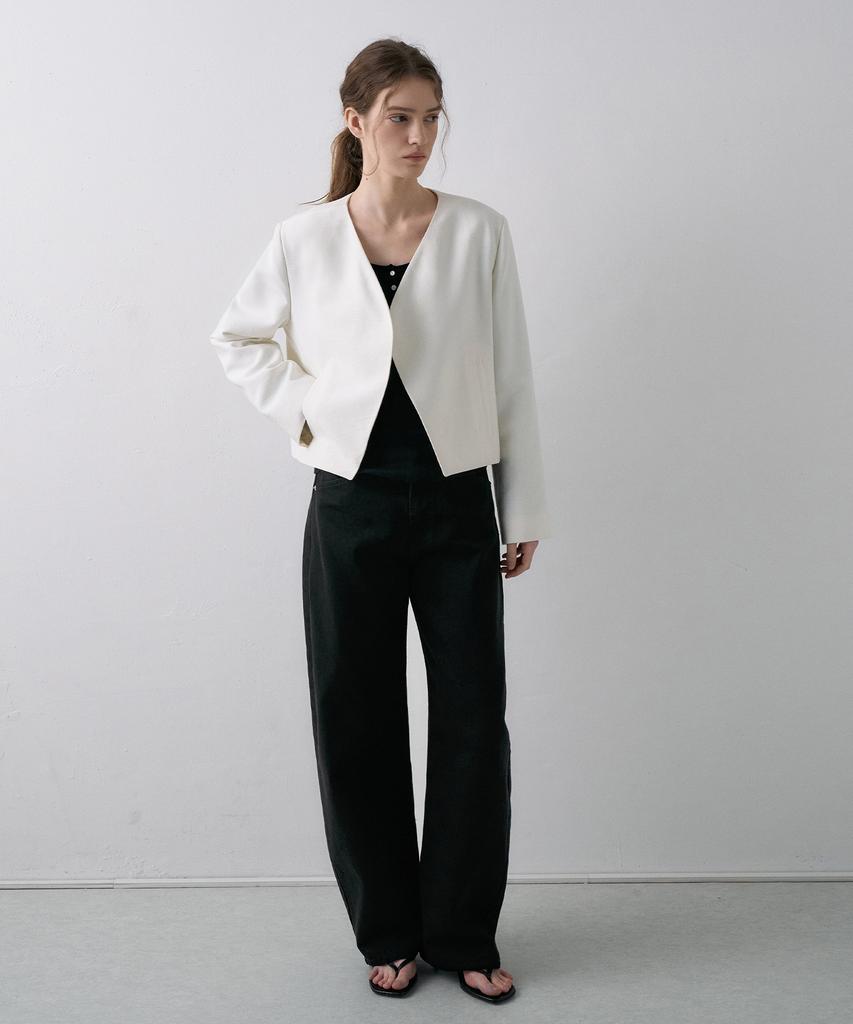 LAMEREI V-Neck Curved Short Jacket[Lmbfspjk110]-2Color