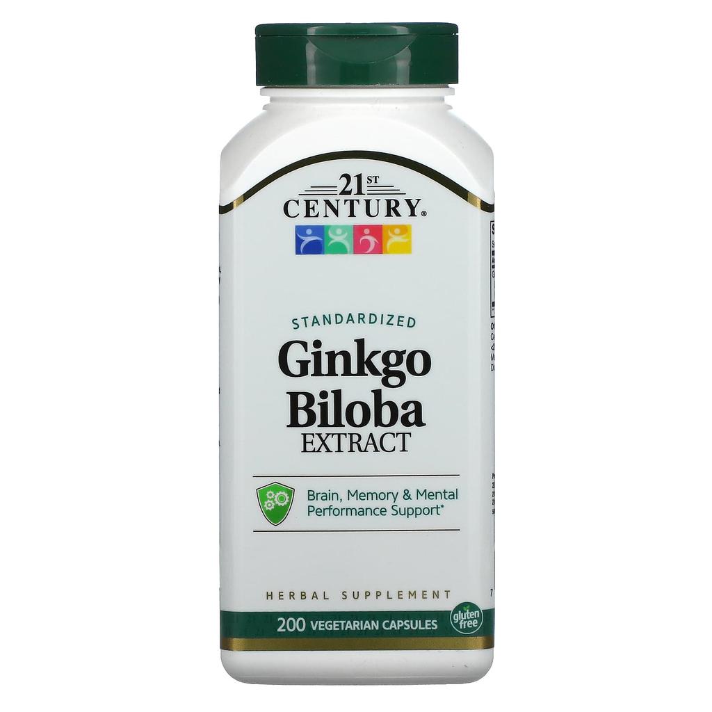 21st Century Ginkgo Biloba Extract, Standardized, 200 Veggie Capsules