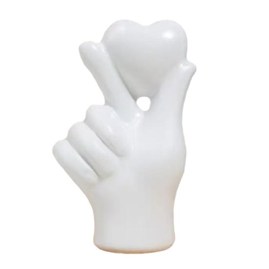 Valentines Day Love Heart Hand Ornament Heart Shape Gesture Resin Statue Sculpture Home Office Wedding Party Romantic Decor