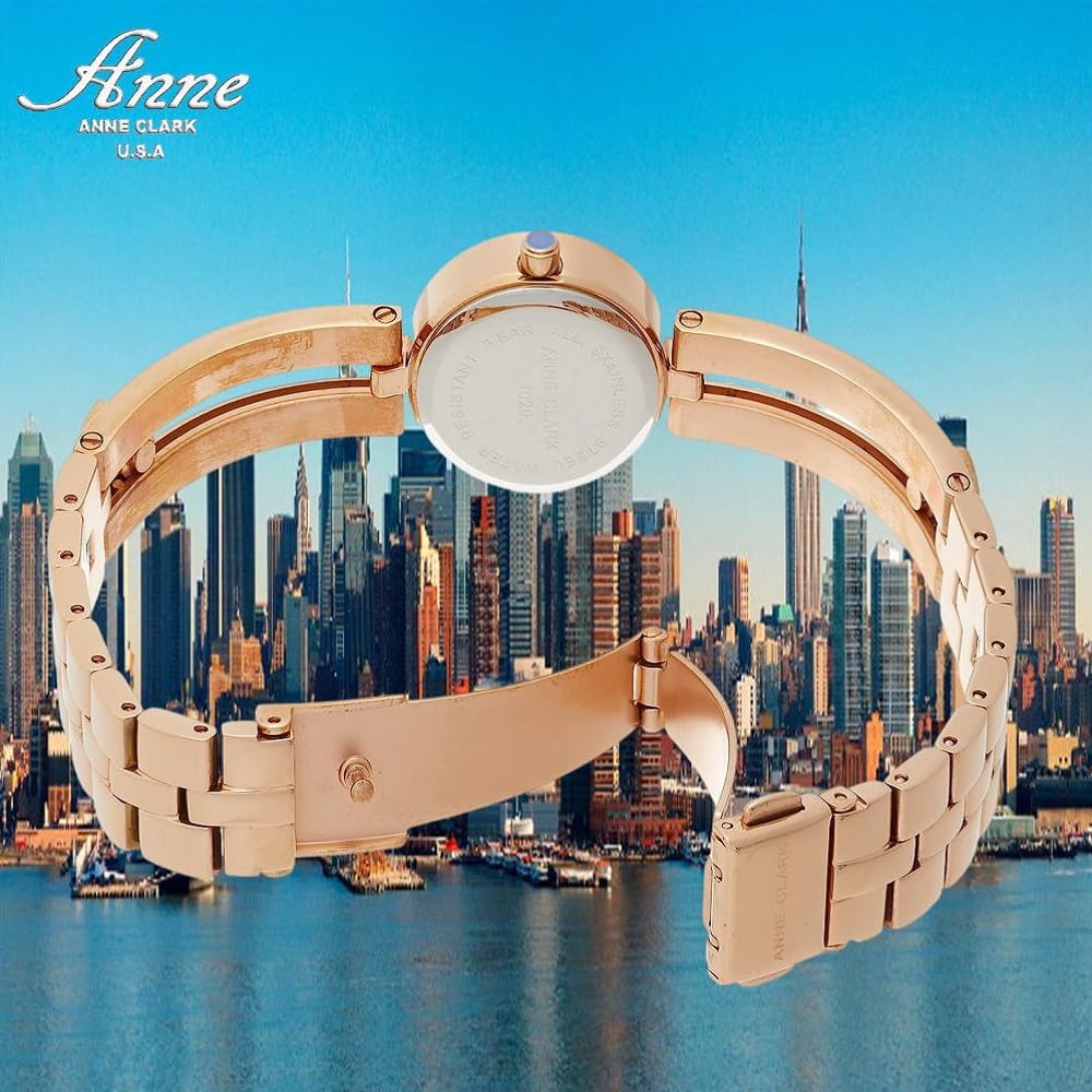 ANNE CLARK Часы серии AM1020 Moving Heart Cross Natural Pink Shell Dial Natural Diamond Diamond Полностью нержавеющая сталь Для женщин и для кожи (Розовое золото)
