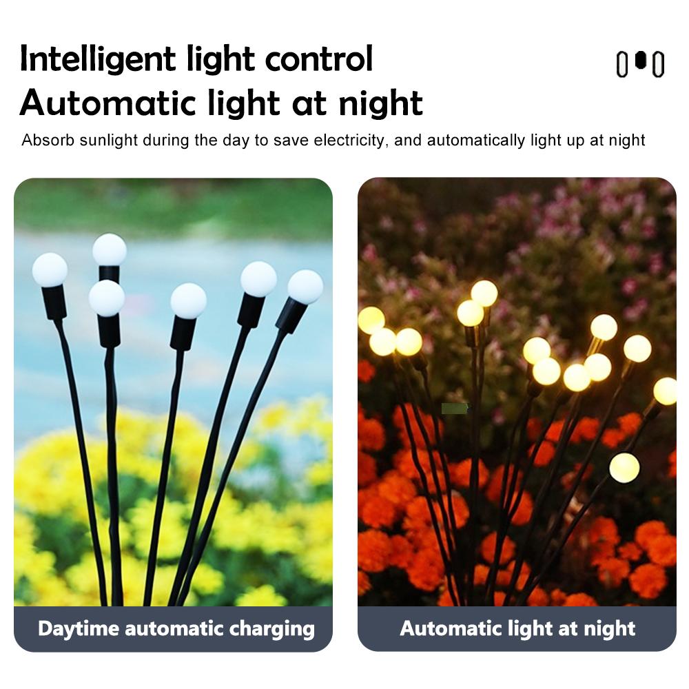8/10LED Firefly Light RGB Solar Outdoor Firefly Garden Lights Waterproof Swaying Fairy Light for Yard Patio Decoration