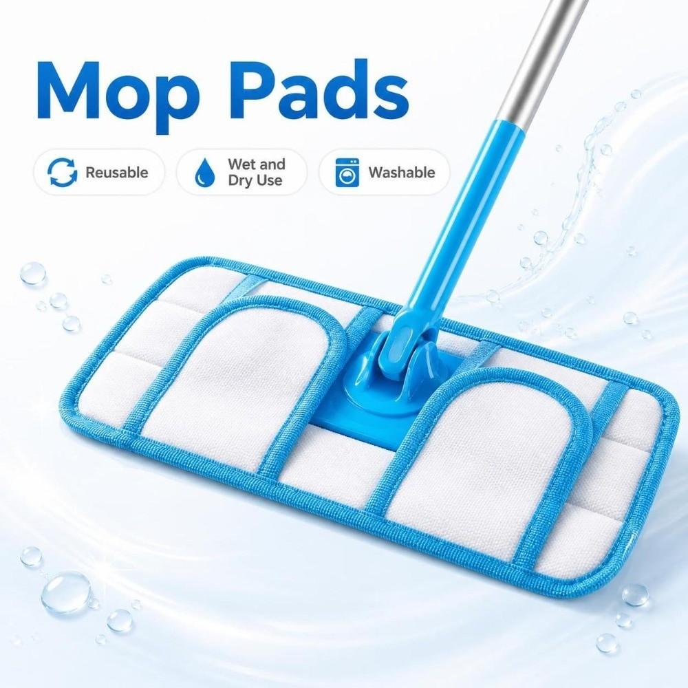 4Pcs Replaceable Microfiber Mop Pads Reusable Flat Mop Pads Universal Mop Cloths Home Use