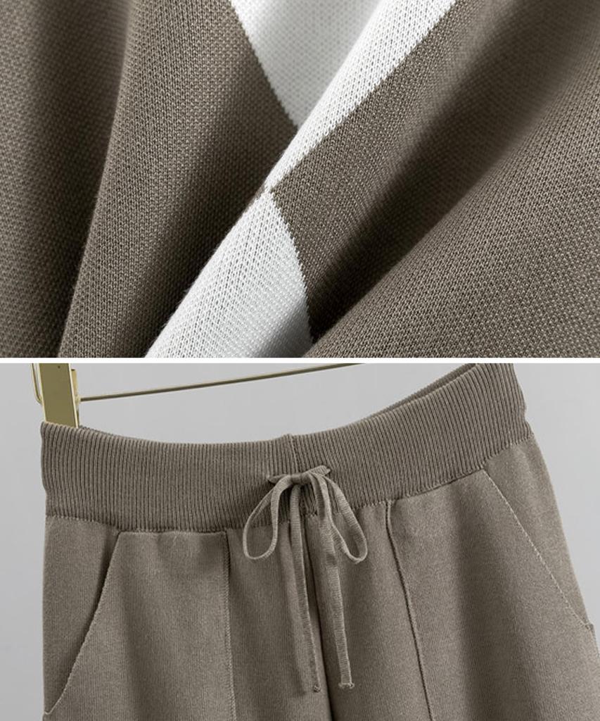 Комплект для вязания свитера с ромбовидным узором, топа и мини-вязаного изделия Легко ходить Легко брать Легко брать Легко брать [Neiman by] Женщины, Брюки, Низ,